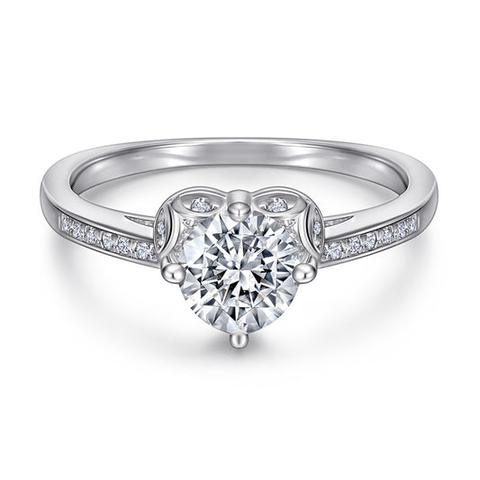 925 Sterling Silver Solitaire Zircon Ring - Minimalist Heart-Shaped Engagement Jewelry
