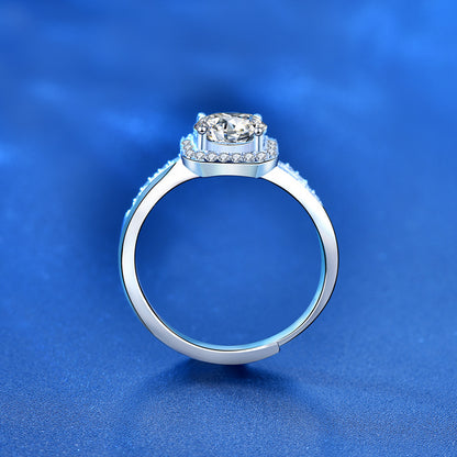 925 Sterling Silver Square Moissanite Ring - 1ct/2ct White Gold Plated Adjustable Women's Band