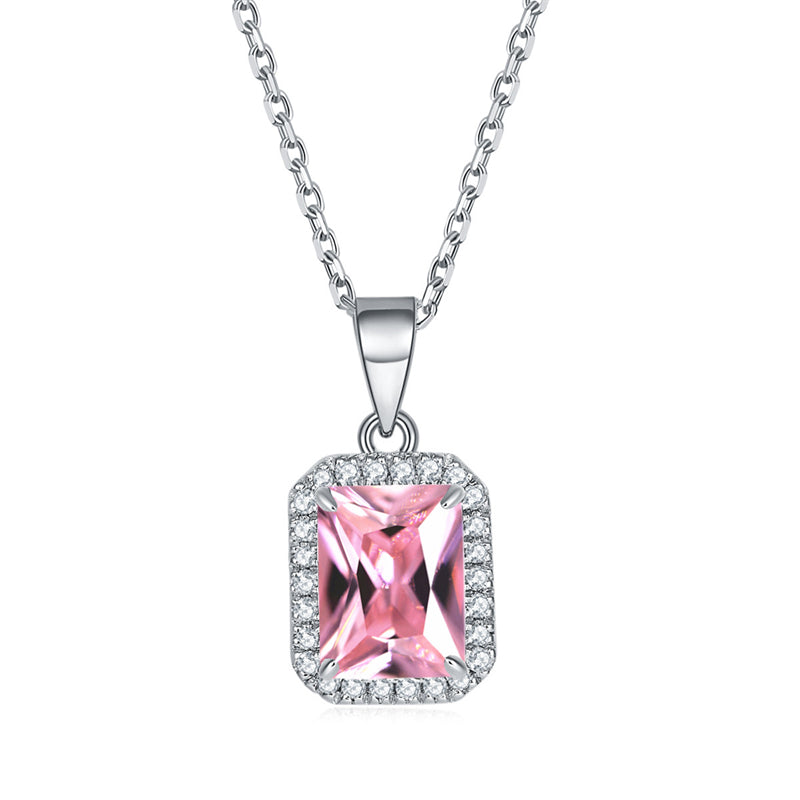 925 Sterling Silver Square Pendant Necklace - Modern Birthstone Jewelry