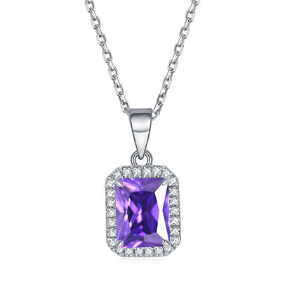 925 Sterling Silver Square Pendant Necklace - Modern Birthstone Jewelry