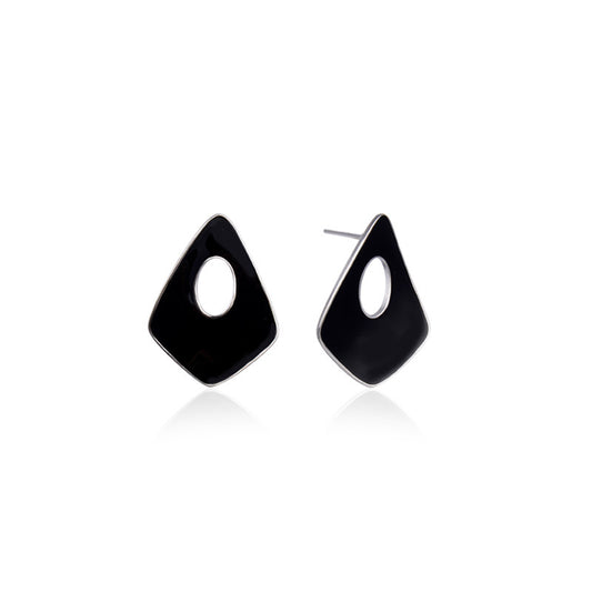 925 Sterling Silver Square Stud Earrings - Minimalist Geometric Office Earrings with Rubber Backs