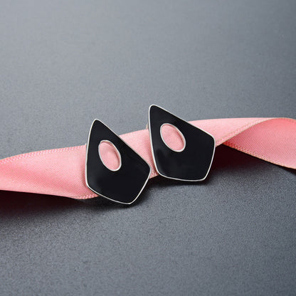 925 Sterling Silver Square Stud Earrings - Minimalist Geometric Office Earrings with Rubber Backs