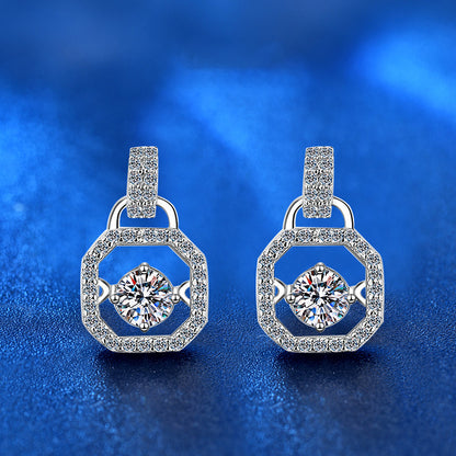 925 Sterling Silver Square Stud Earrings with 0.5ct Moissanite White Gold Plated Minimalist Luxury Jewelry for Women
