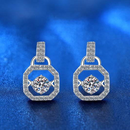 925 Sterling Silver Square Stud Earrings with 0.5ct Moissanite White Gold Plated Minimalist Luxury Jewelry for Women