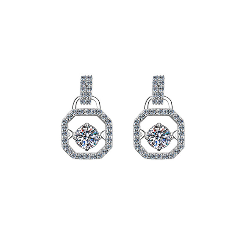 925 Sterling Silver Square Stud Earrings with 0.5ct Moissanite White Gold Plated Minimalist Luxury Jewelry for Women