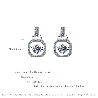 925 Sterling Silver Square Stud Earrings with 0.5ct Moissanite White Gold Plated Minimalist Luxury Jewelry for Women