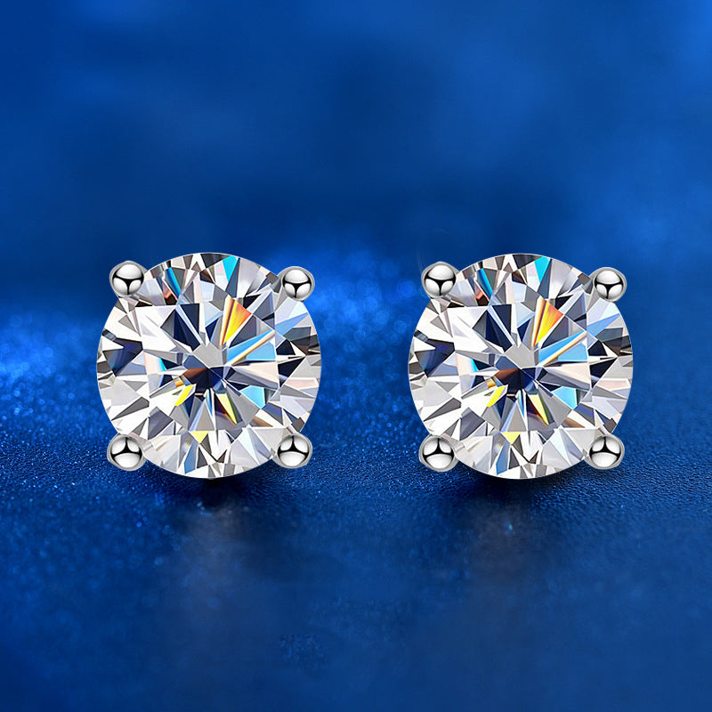 925 Sterling Silver Square Stud Earrings with 2ct Moissanite White Gold Plated Geometric Minimalist Jewelry for Women