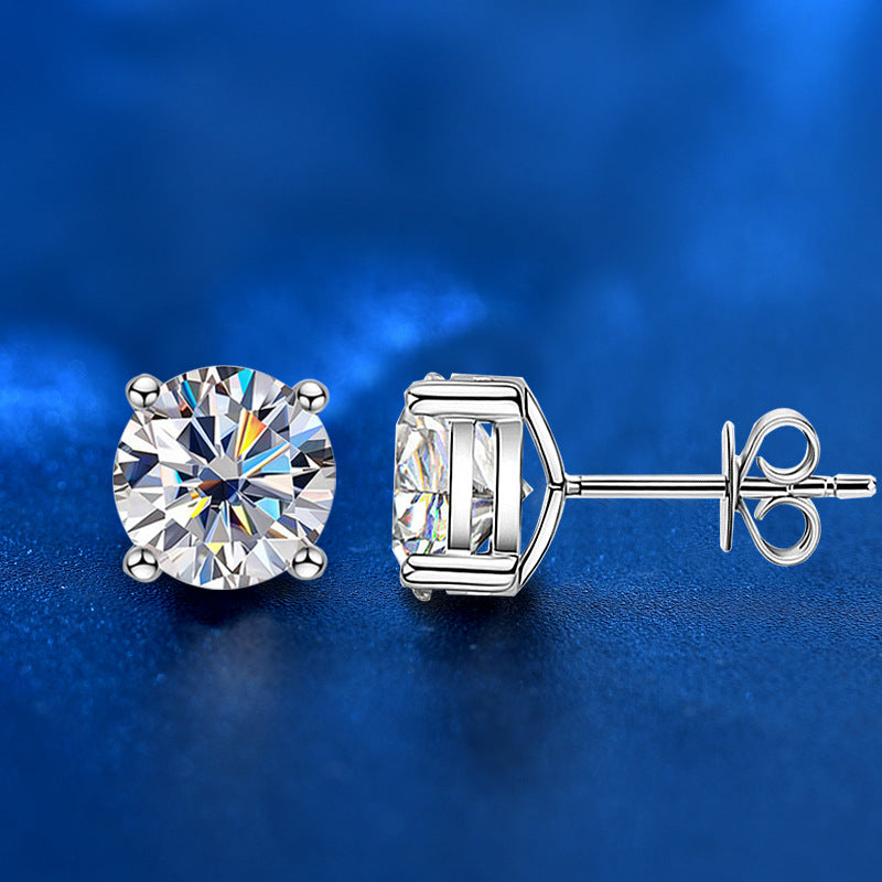 925 Sterling Silver Square Stud Earrings with 2ct Moissanite White Gold Plated Geometric Minimalist Jewelry for Women