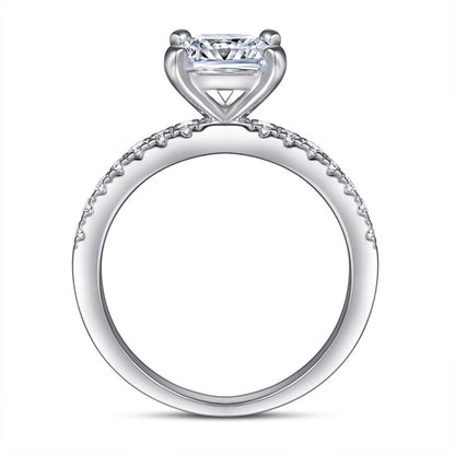 925 Sterling Silver Square Zircon Ring – Modern Geometric Band for Women