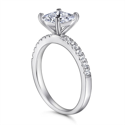 925 Sterling Silver Square Zircon Ring – Modern Geometric Band for Women