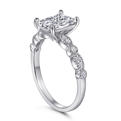 925 Sterling Silver Square Zircon Statement Ring – Modern Geometric Fashion Jewelry