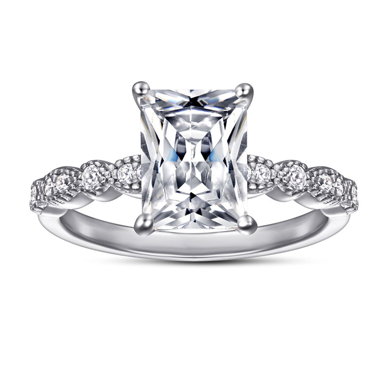 925 Sterling Silver Square Zircon Statement Ring – Modern Geometric Fashion Jewelry