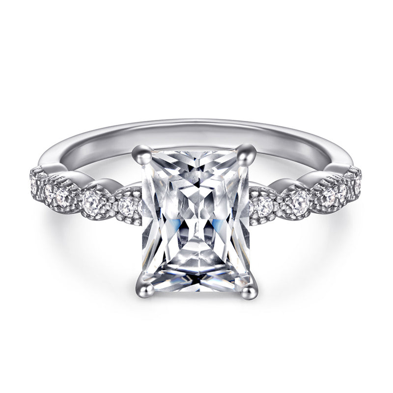 925 Sterling Silver Square Zircon Statement Ring – Modern Geometric Fashion Jewelry