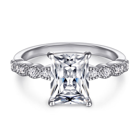 925 Sterling Silver Square Zircon Statement Ring – Modern Geometric Fashion Jewelry