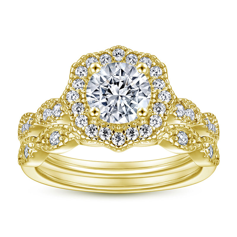 925 Sterling Silver Stackable Zircon Ring Set – Modern Geometric Wedding Jewelry