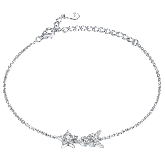 925 Sterling Silver Star Bracelet - Celestial Geometric Jewelry