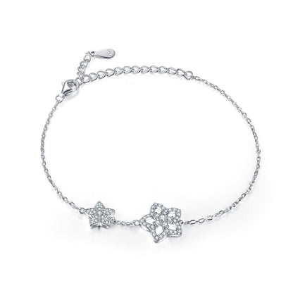 925 Sterling Silver Star Bracelet - Elegant Celestial Jewelry with Zirconia