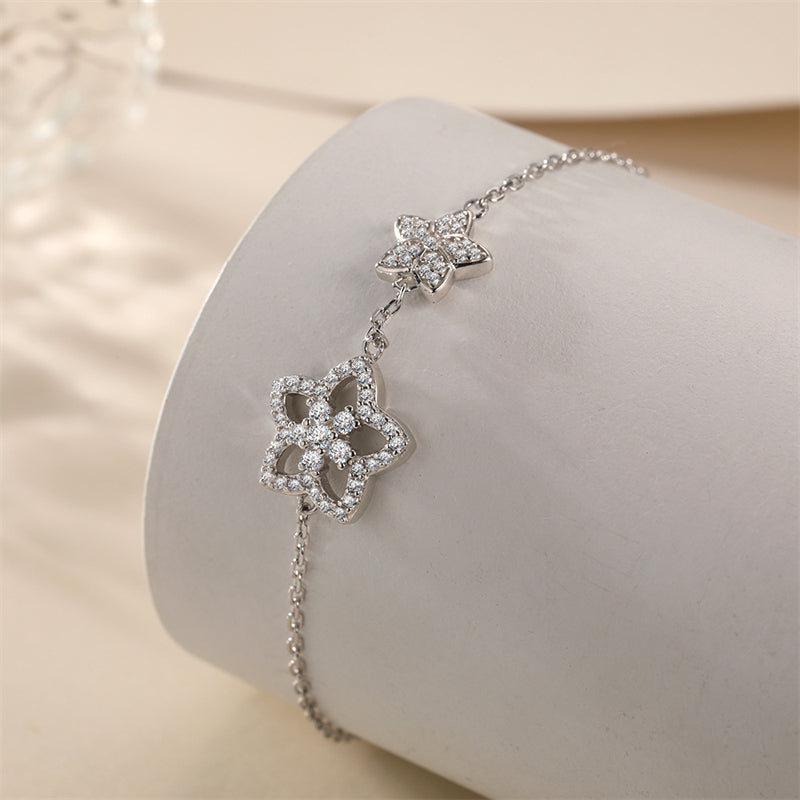 925 Sterling Silver Star Bracelet - Elegant Celestial Jewelry with Zirconia