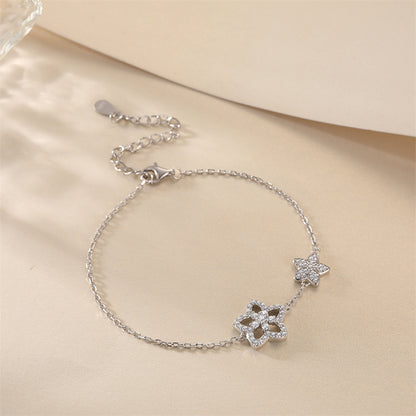 925 Sterling Silver Star Bracelet - Elegant Celestial Jewelry with Zirconia