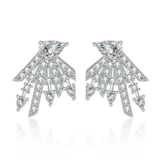 925 Sterling Silver Star Dangle Earrings for Women – Elegant Zircon Studs, Geometric & Celestial Design