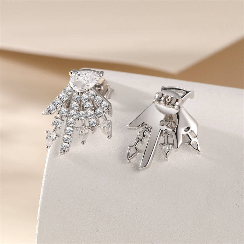 925 Sterling Silver Star Dangle Earrings for Women – Elegant Zircon Studs, Geometric & Celestial Design