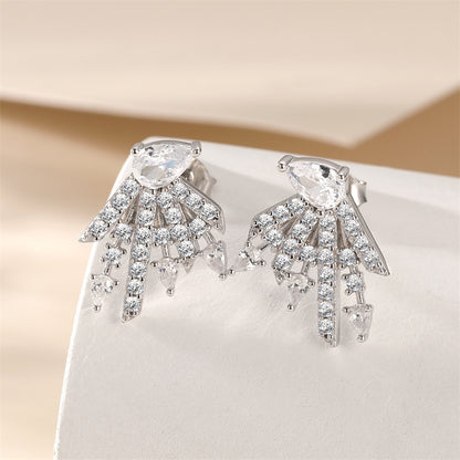 925 Sterling Silver Star Dangle Earrings for Women – Elegant Zircon Studs, Geometric & Celestial Design