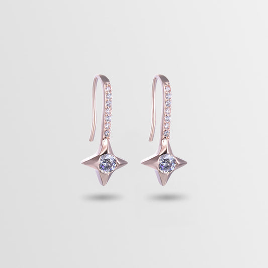 925 Sterling Silver Star Drop Earrings - Minimalist Geometric Dangle Earrings for Women