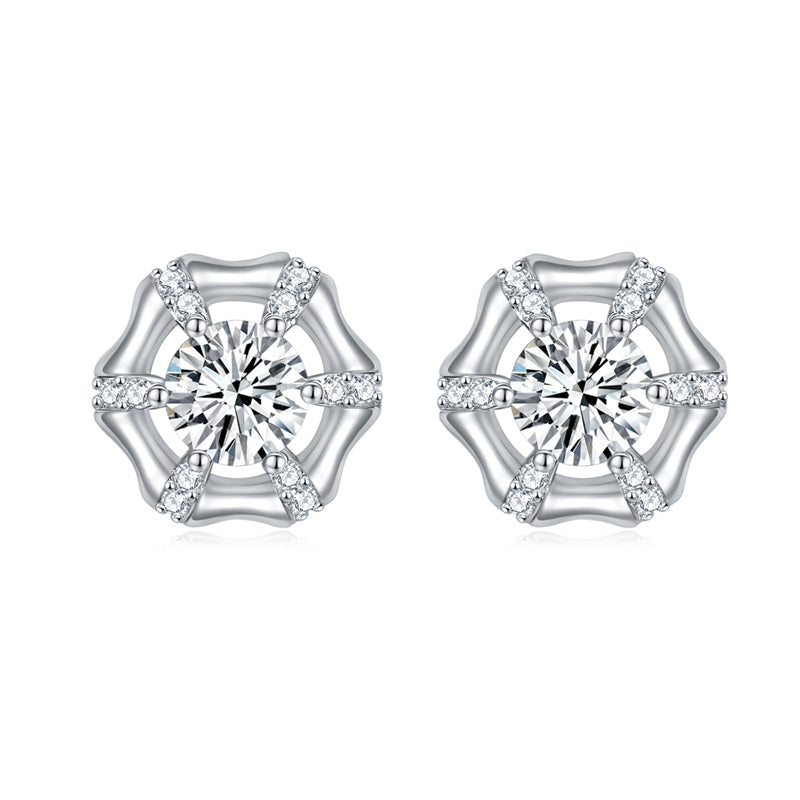 925 Sterling Silver Star Earrings for Couples Bold Geometric Stud Earrings White Gold Plated