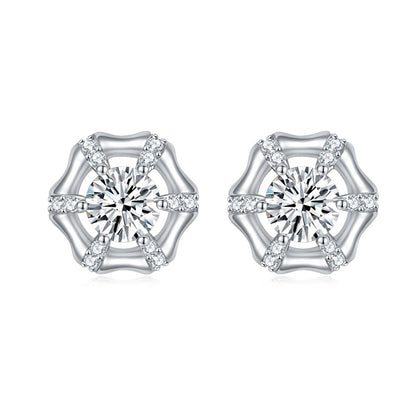 925 Sterling Silver Star Earrings for Couples Bold Geometric Stud Earrings White Gold Plated