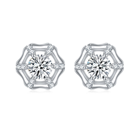 925 Sterling Silver Star Earrings for Couples Bold Geometric Stud Earrings White Gold Plated