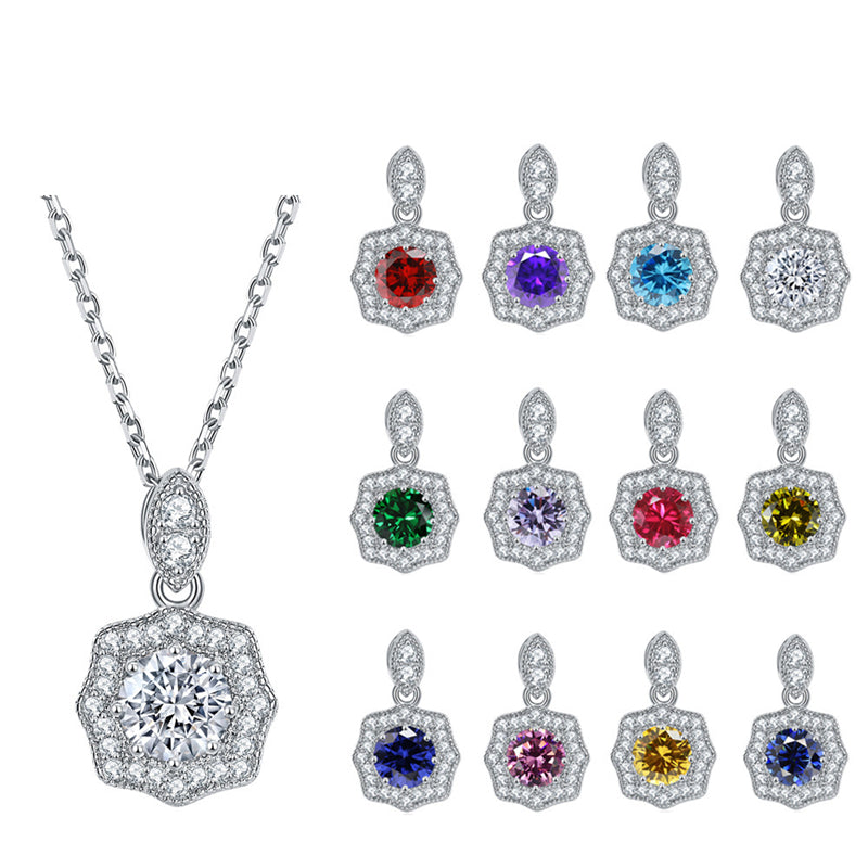 925 Sterling Silver Star Pendant Necklace - Personalized Birthstone Jewelry