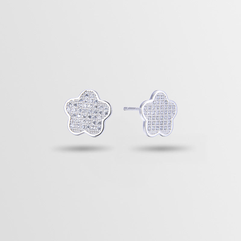 925 Sterling Silver Star Stud Earrings - Korean Style Cubic Zirconia Geometric Earrings with Plastic Stoppers