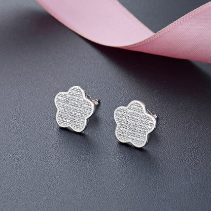 925 Sterling Silver Star Stud Earrings - Korean Style Cubic Zirconia Geometric Earrings with Plastic Stoppers