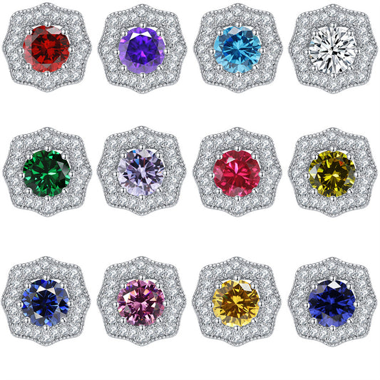 925 Sterling Silver Star & Floral Stud Earrings – Sweet Birthstone Collection