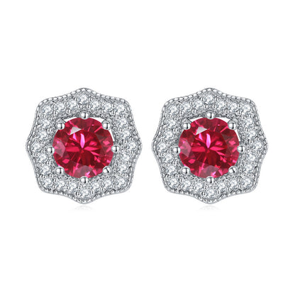 925 Sterling Silver Star & Floral Stud Earrings – Sweet Birthstone Collection
