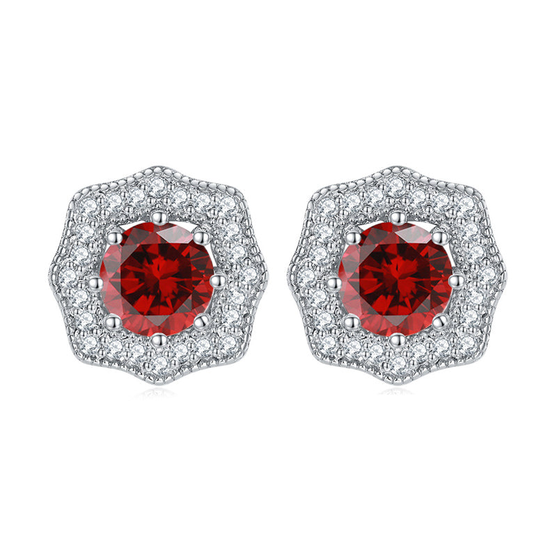 925 Sterling Silver Star & Floral Stud Earrings – Sweet Birthstone Collection