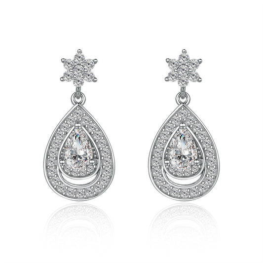 925 Sterling Silver Star & Teardrop Earrings for Women Elegant Tassel Dangle Earrings White Gold Plated