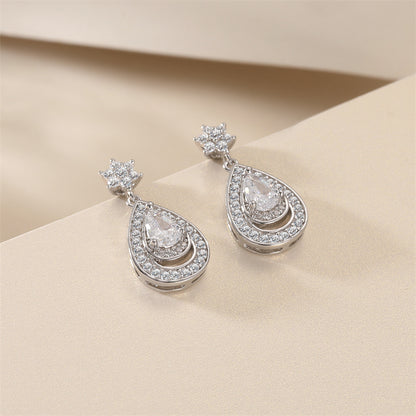 925 Sterling Silver Star & Teardrop Earrings for Women Elegant Tassel Dangle Earrings White Gold Plated