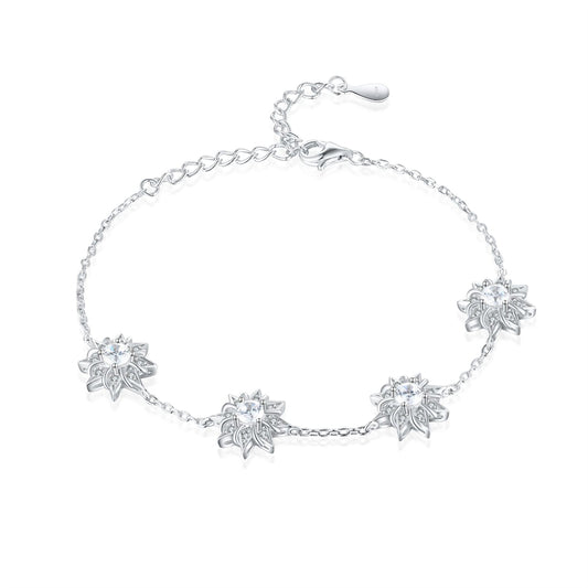 925 Sterling Silver Sun & Star Bracelet - Celestial Inspired Jewelry