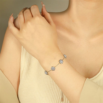 925 Sterling Silver Sun & Star Bracelet - Celestial Inspired Jewelry