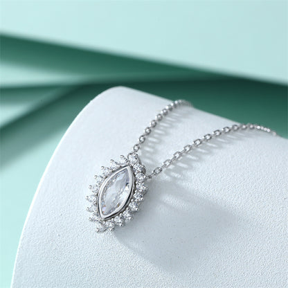 925 Sterling Silver Sunflower Pendant Necklace - Full Zirconia Geometric Floral Collarbone Chain