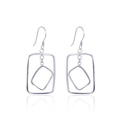 925 Sterling Silver Swastika Hoop Earrings - 2.8g Minimalist Buddhist Inspired Ethnic Earrings