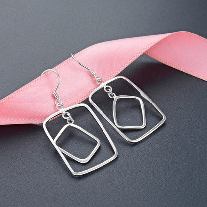 925 Sterling Silver Swastika Hoop Earrings - 2.8g Minimalist Buddhist Inspired Ethnic Earrings