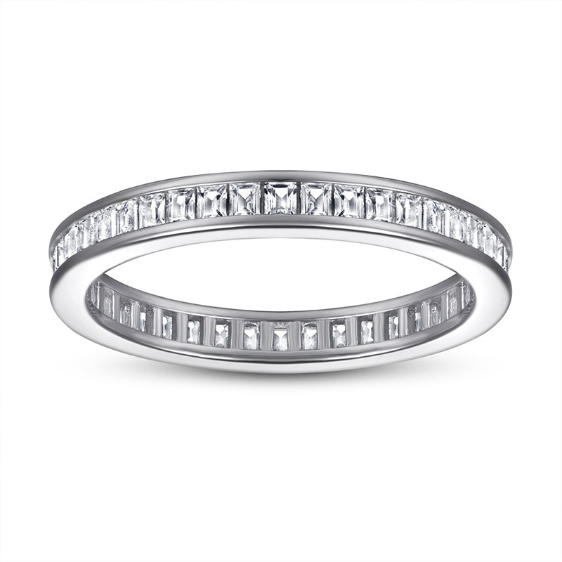 925 Sterling Silver T-Square Full Eternity Band – Modern Geometric Wedding Ring
