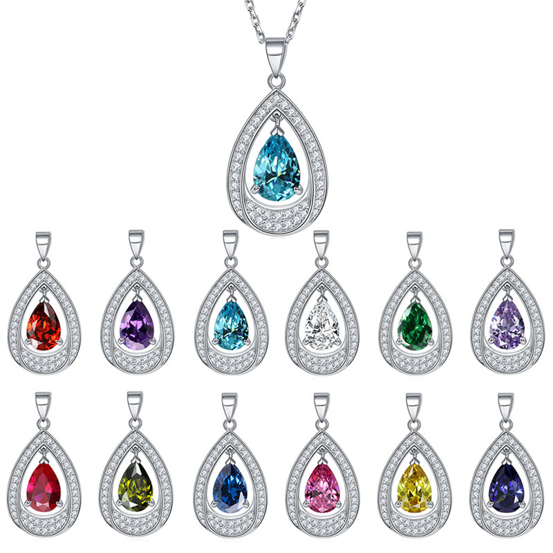 925 Sterling Silver Teardrop Aquamarine Pendant Necklace - Minimalist Ocean-Inspired Jewelry