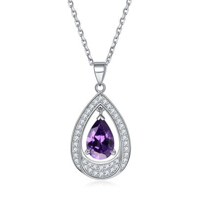 925 Sterling Silver Teardrop Aquamarine Pendant Necklace - Minimalist Ocean-Inspired Jewelry