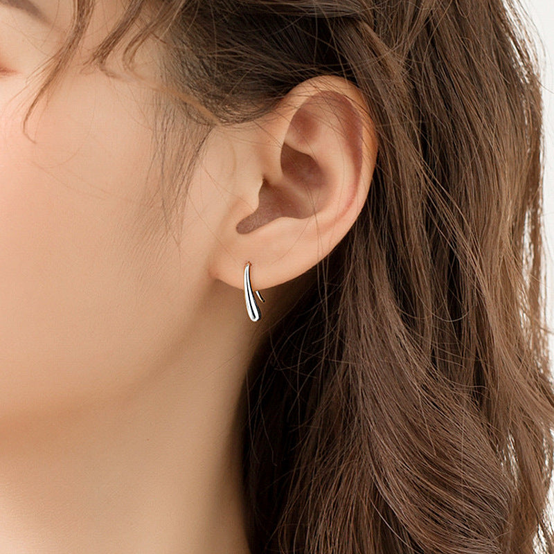 925 Sterling Silver Teardrop Earrings - White Gold & Yellow Gold Plated Korean Style Dainty Jewelry for Women