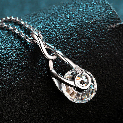 925 Sterling Silver Teardrop Pendant Necklace - 2CT Moissanite Sporty-Chic Collarbone Chain