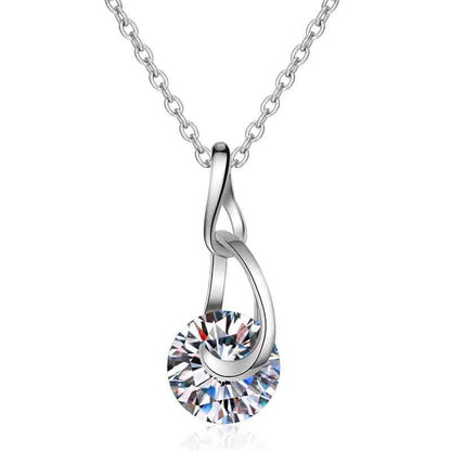 925 Sterling Silver Teardrop Pendant Necklace - 2CT Moissanite Sporty-Chic Collarbone Chain