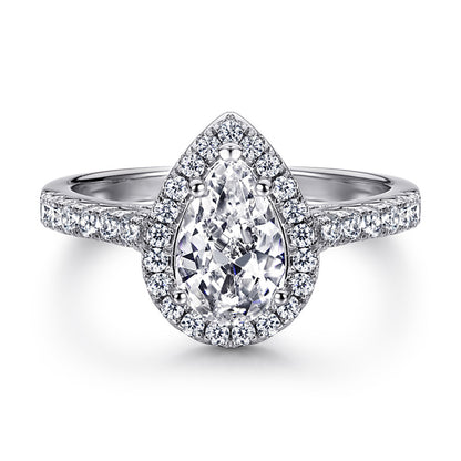 925 Sterling Silver Teardrop Wedding Ring – Elegant Solitaire Zircon Engagement Ring